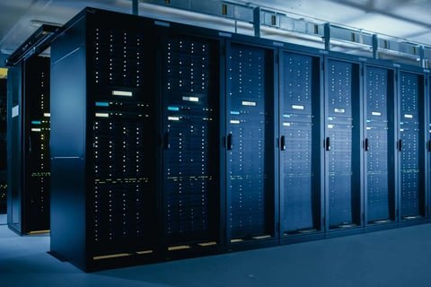 Server room filled with racks and hardware — representing high-performance workstations and CPUs with 12 or more cores