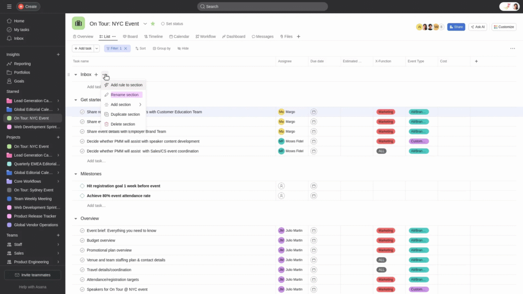 Asana Project Tools