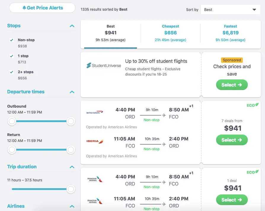 Skyscanner Get Price Alerts